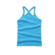 Quealent Clothes for Teen Girls 2024 Girl Summer Shirt Sleeveless Tank Tops Kids Girls Summer Basic Shirts Undershirts T-Shirts Vest Blue,6-7 Years